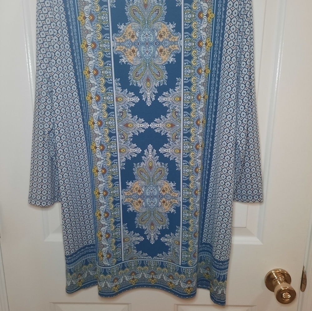 Peck & Peck Women's Blue Print Tunic Dress - Picture 8 of 8